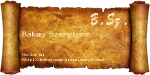 Bakay Szergiusz névjegykártya